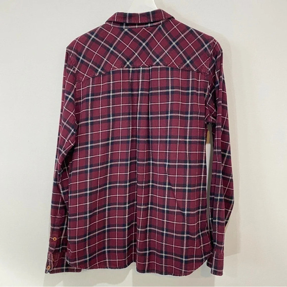 Burton Durable Goods Plaid Flannel long Sleeve Button Down Womens Size L Burgund - Picture 17 of 17